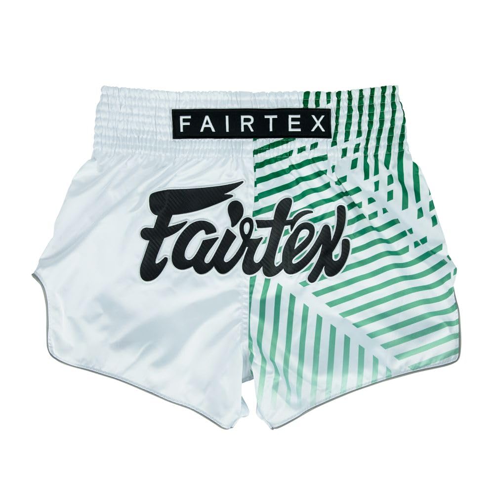 Fairtex Slim Cut Muay Thai Boxing Shorts (Racer White, Medium)