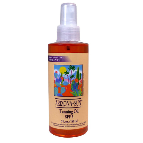 Arizona Sun Tanning Oil SPF 3 - 6 oz - Products with Aloe Vera and Plants and Cacti from The Desert - Moisturizing Mineral Oil - Deep Dark Tan