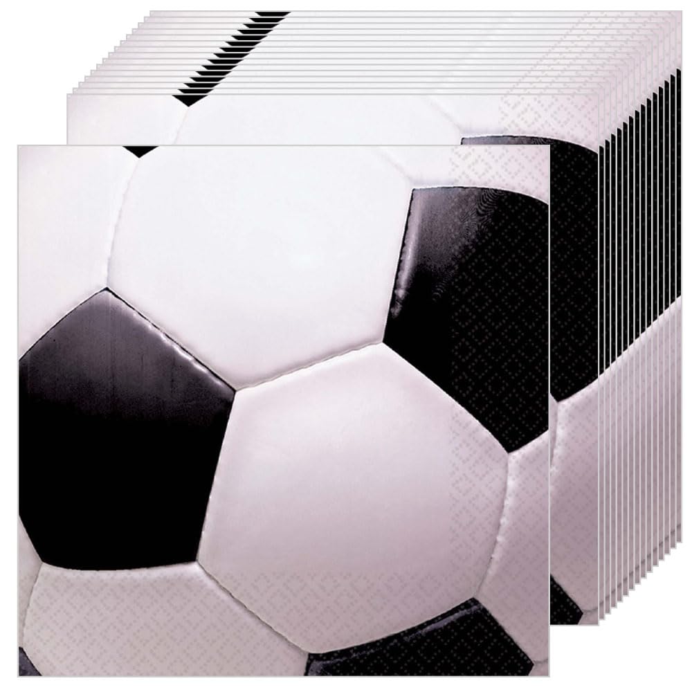 Goal Getter Beverage Napkins - 5" (Pack Of 36) - Tricolor Green, Black & White Paper Napkins - Perfect For Celebrations & Goal Achievements