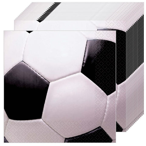 Goal Getter Beverage Napkins - 5" (Pack Of 36) - Tricolor Green, Black & White Paper Napkins - Perfect For Celebrations & Goal Achievements
