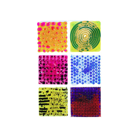 Playlearn Textured Massage Liquid Sensory Tiles Set of 6-30cm, Engage and Explore Through Touch and Sight