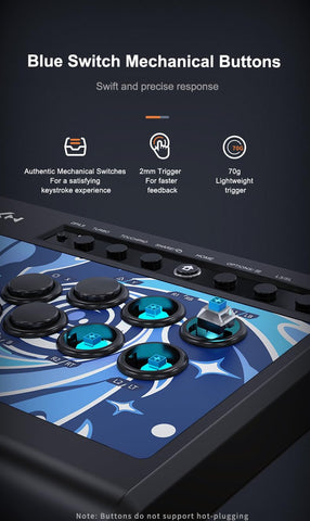 PXN-008 Fight Stick Joystick Arcade Fight Stick with TURBO Macro Functions Plug and play Arcade Fighting For PC, PS3, PS4, Xbox One Xbox Series X/S Android TV Box, N-Switch (PXN-008-Blue)