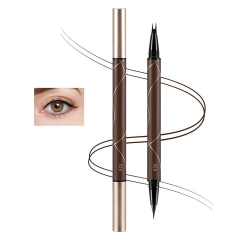 Boobeen Dual-Ended Eyeliner & Lower Eyelash Pencil, Long Lasting Waterproof Liquid Eyeliner with Ultra-Fine Tip, Multi-Function Lower Eyelash Pencil For Natural 3D Lower Lashes