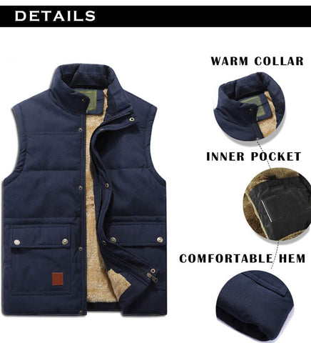 MAGCOMSEN Work Gilet for Men Fleece Lined Winter Thermal Golf Gilet Jackets Mens Gillets Jackets and Body Warmers with Pockets for Outdoor Fishing Hiking Hunting Navy