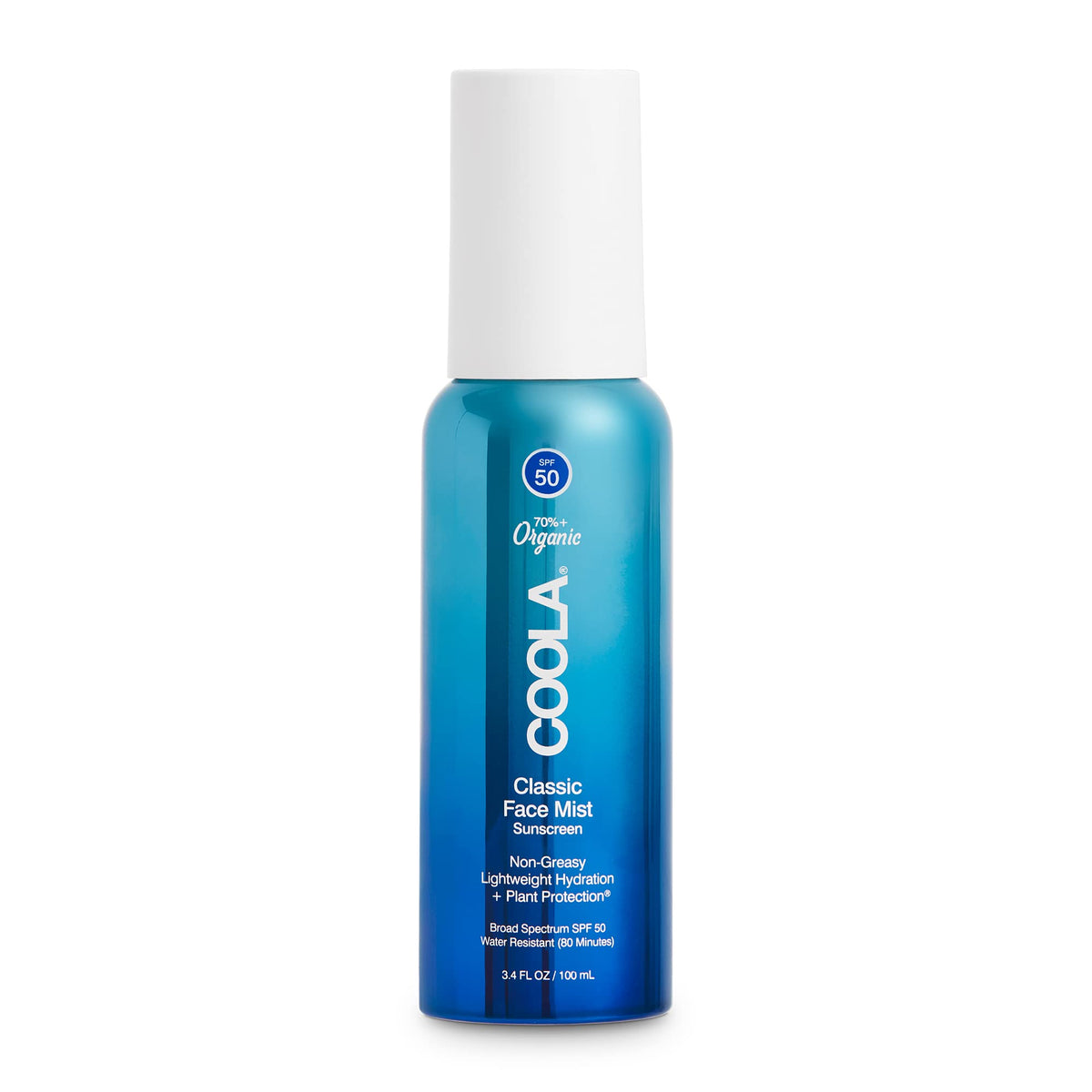 COOLA Organic Sunscreen SPF 50 Sunblock Face Mist, Dermatologist Tested Skin Care for Daily Protection, Vegan and Gluten Free, Natural Fragrance, 3.4 Fl Oz