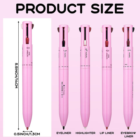 Dansib 6 Pieces 4 in 1 Makeup Pen Eye Liner Lip Liner Highlighter Eyebrow Liner Makeup Pencil Waterproof Lip Color Makeup Beauty Tool for Women Travel (01#02#03#)