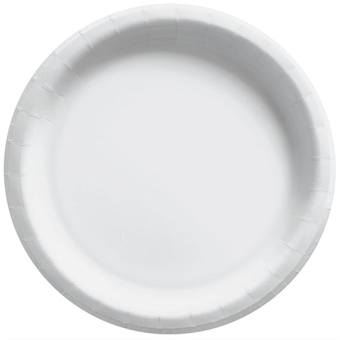 Amscan Round Paper Dessert Plates, 20 Ct. ,6 3/4", Party Tableware, Frosty White