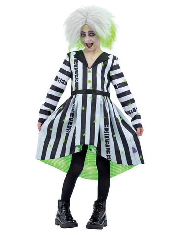 Smiffys Beetlejuice Child Costume, Beetlejuice Stipe Dress, Officially Licensed Warner Brothers Halloween Fancy Dress Classic Beetlejuice Stripes with Matching Family Costumes