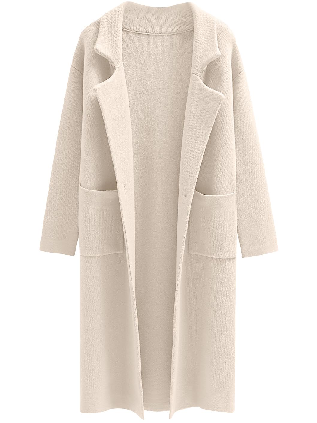 ANRABESS Women's Open Front Coatigan Jackets Long Knit Cardigan Sweaters 2024 Fall Fashion Sweater Blazer Coats Beige S