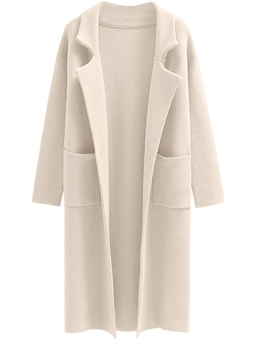 ANRABESS Women's Open Front Coatigan Jackets Long Knit Cardigan Sweaters 2024 Fall Fashion Sweater Blazer Coats Beige S