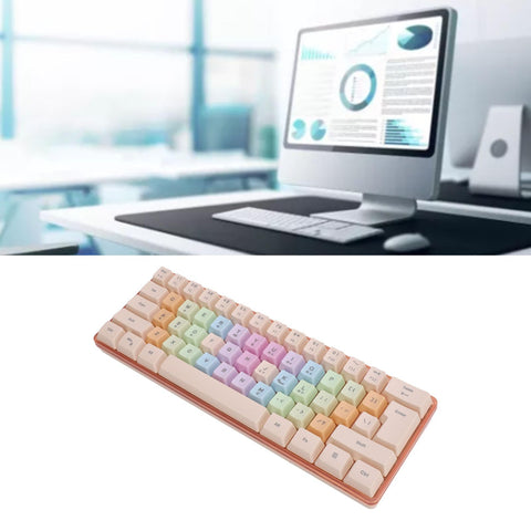 VBESTLIFE Mechanical Feeling Gaming Keyboard, 61 Keys Multi Color RGB Illuminated LED Backlit Wired Keyboard, Mini and Compact, for PC, for Mac, for Gamer