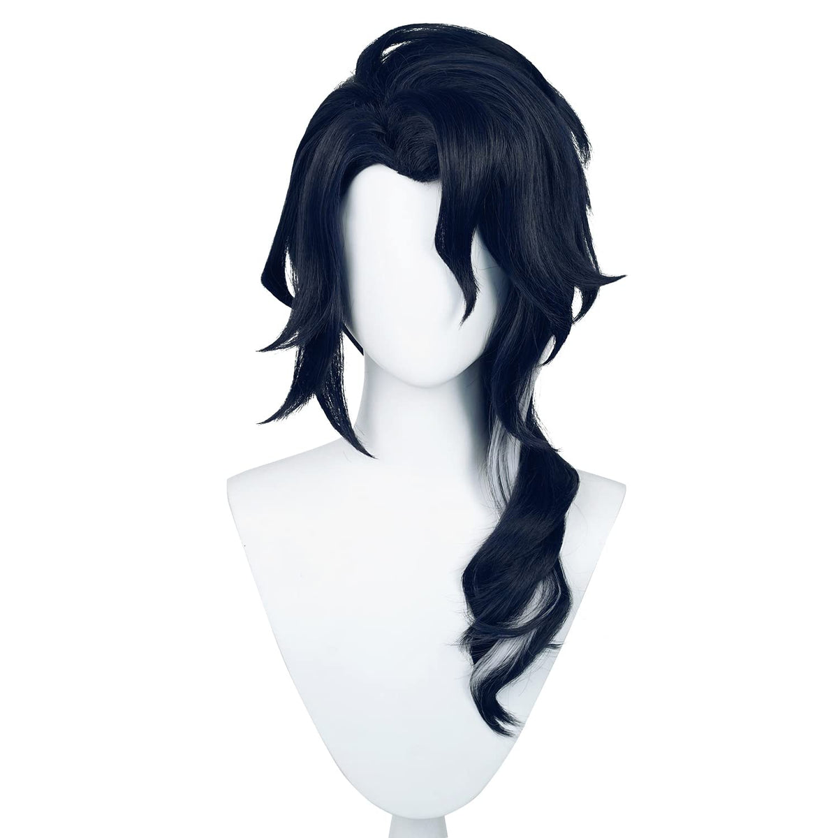Anime Cosplay Wig Genshin Impact Pantalone Wigs with Dark Blue Custome Hair for Halloween Cosplay Theme Party with Free Cap