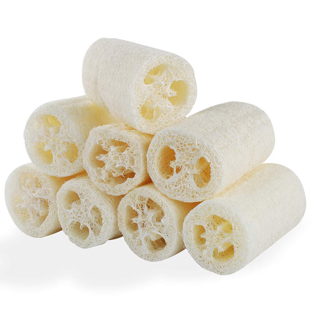 8pcs Organic Loofah Sponge, Natural Loofah Sponge, Organic Luffa, Organic Sponge Bath for Shower Scrubbing and Kitchen Cleaning(6 * 10cm)