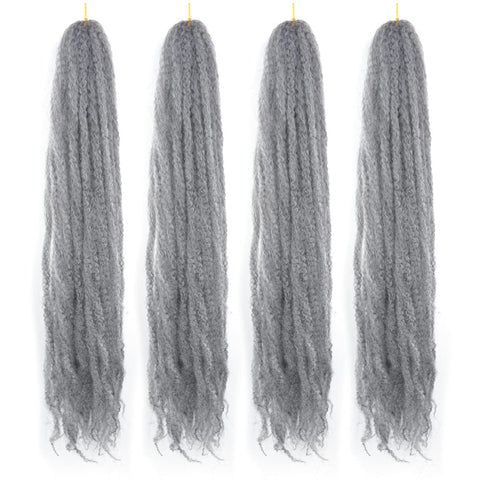 Yinmei Baibian Grey Marley Braiding Hair 36inch Super Long Marley Braids Kinky Curly Marley Twist Synthetic Afro Twists Crochet Hair for Faux Locs Box Butterfly Braids Hair Extensions 4Pcs(Grey)