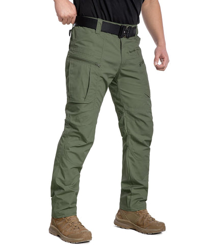 CARWORNIC Men's Rip-Stop Tactical Pants Lightweight Water Resistant Utility Work Pants Stretch EDC Uniform Military Cargo Pants for Outdoor Hiking Casual Construction Army Green