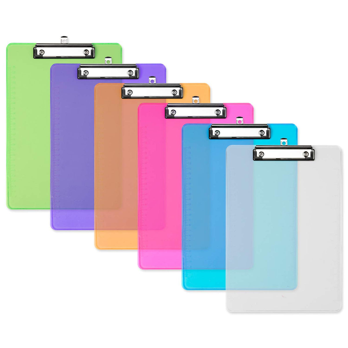 Haogo Pack of 6 A4 Clipboard, Plastic Transparent A4 Clipboard 6 Colors Paper Holder Writing Board for Memo Form Document