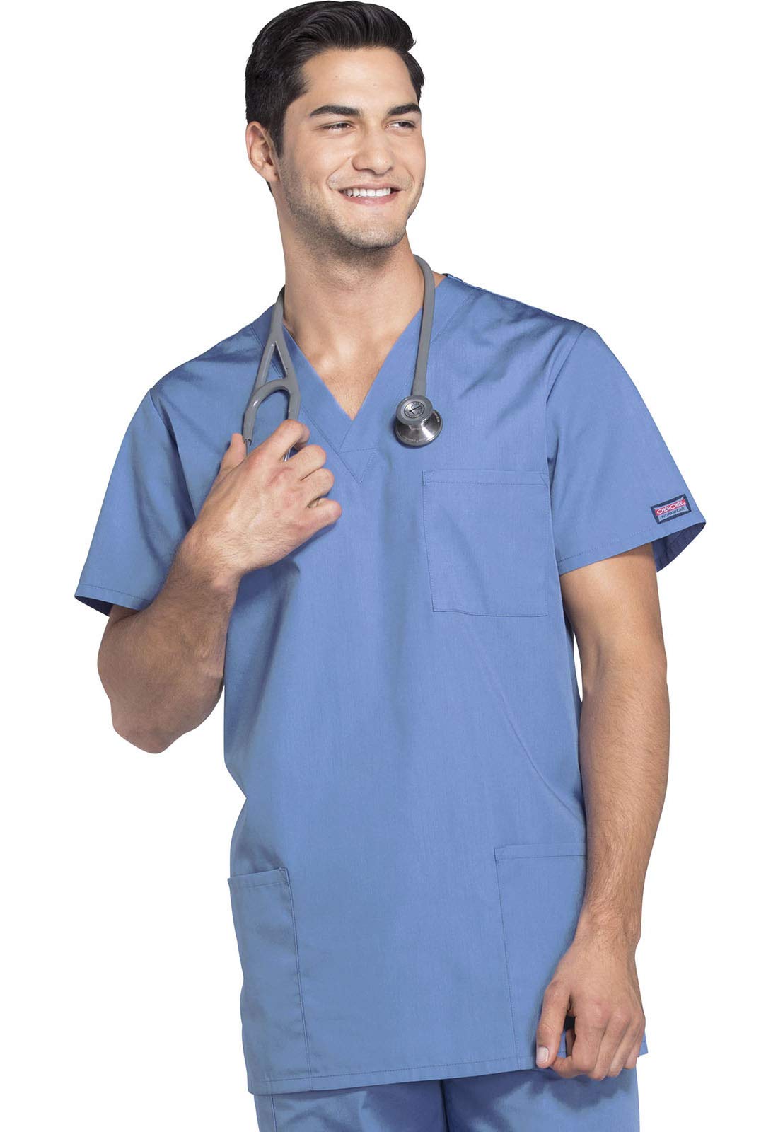 Cherokee Originals Unisex V-Neck Scrubs Shirt, Ceil, Medium