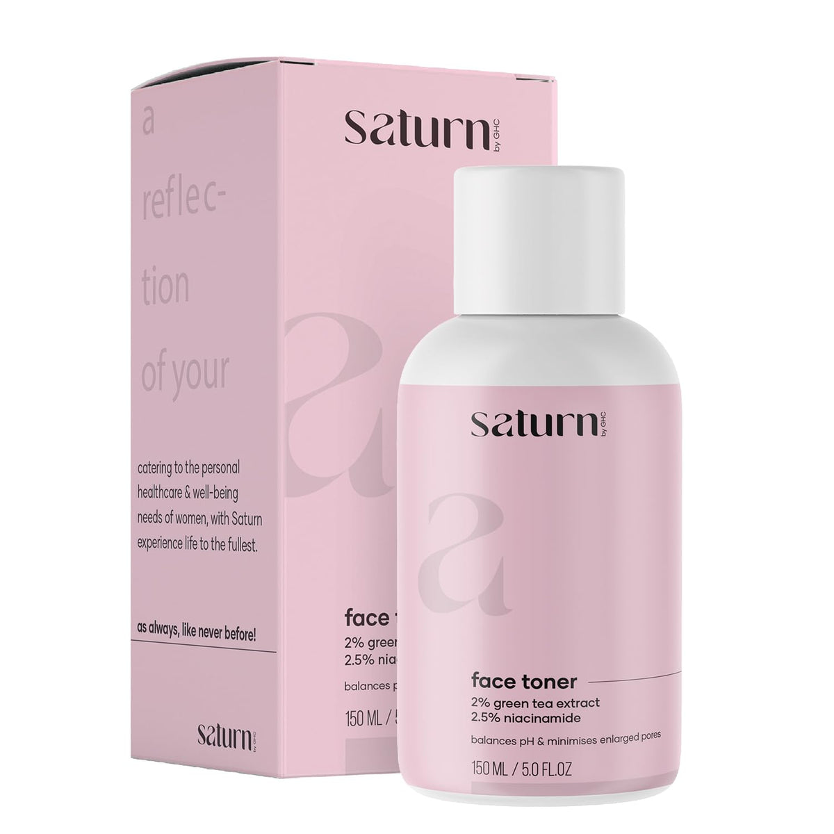 Saturn by GHC Face Toner with 2% Green Tea, 2.5% Niacinamide & Hyaluronic Acid for Pore Tightening & Anti-Aging, Suitable for Acne Prone Skin, 150 Ml (Pack of 1)