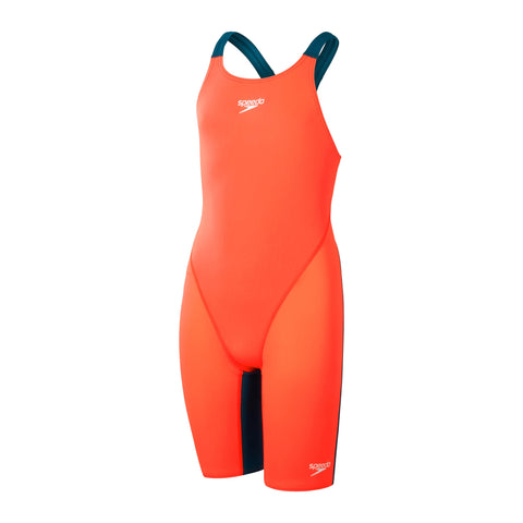 Speedo Girls Fastskin Junior Endurance+ Max Openback Kneeskin Swimming Costume Red Blue Size Girls 7/8 Years