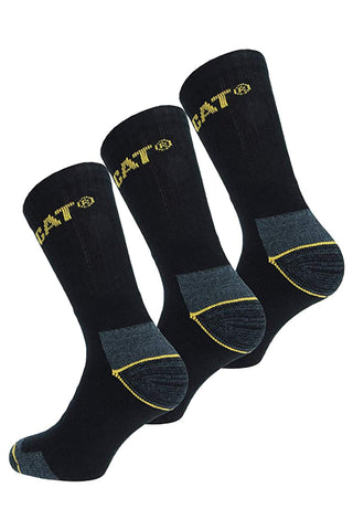 Caterpillar Combed Cotton Work Socks (Pack Of 3) (6-11 UK) (Black)