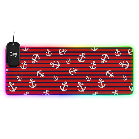 Anchors Wireless Charging Mouse Pad for Mobile Phone Extra Large Gaming Mousepad with 13 Lighting Modes Keyboard Mat for Office Home Gaming MacBook PC Laptop Desk