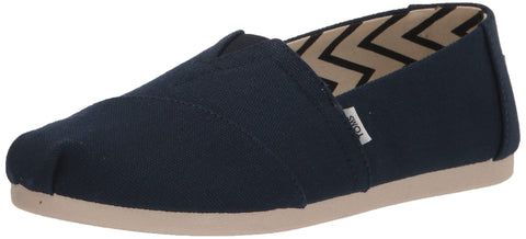 TOMS Women's Alpargata Recyled Cotton Canvas Loafer Flat, Navy, 5.5 Wide
