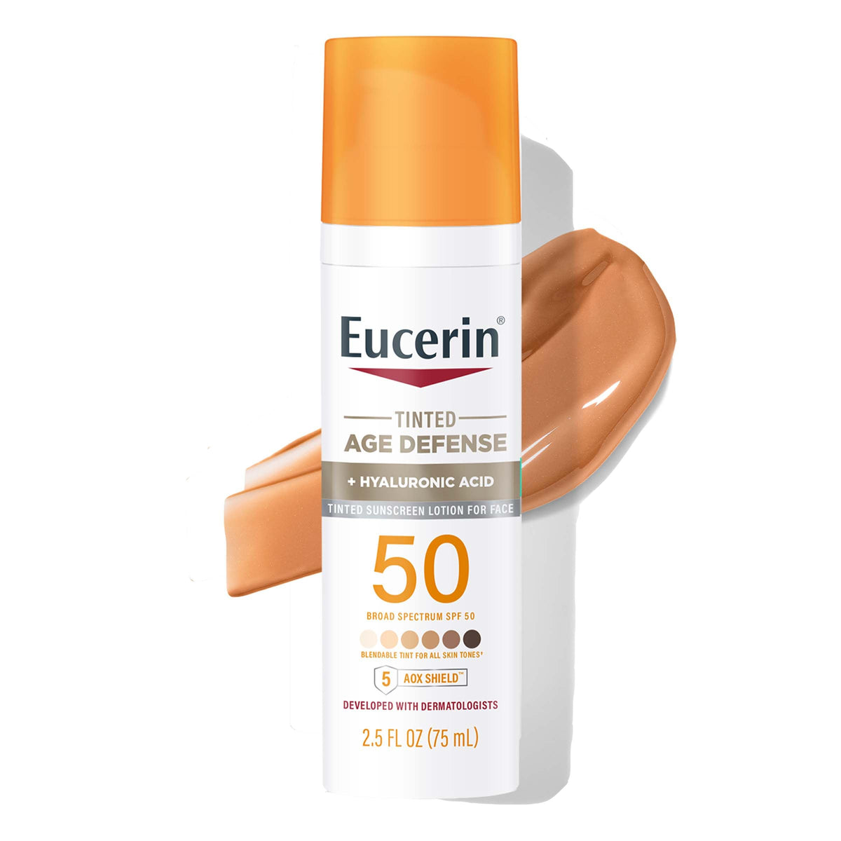 Eucerin Sun Tinted Age Defense SPF 50 Face Sunscreen Lotion, 2.5 Fl Oz Bottle