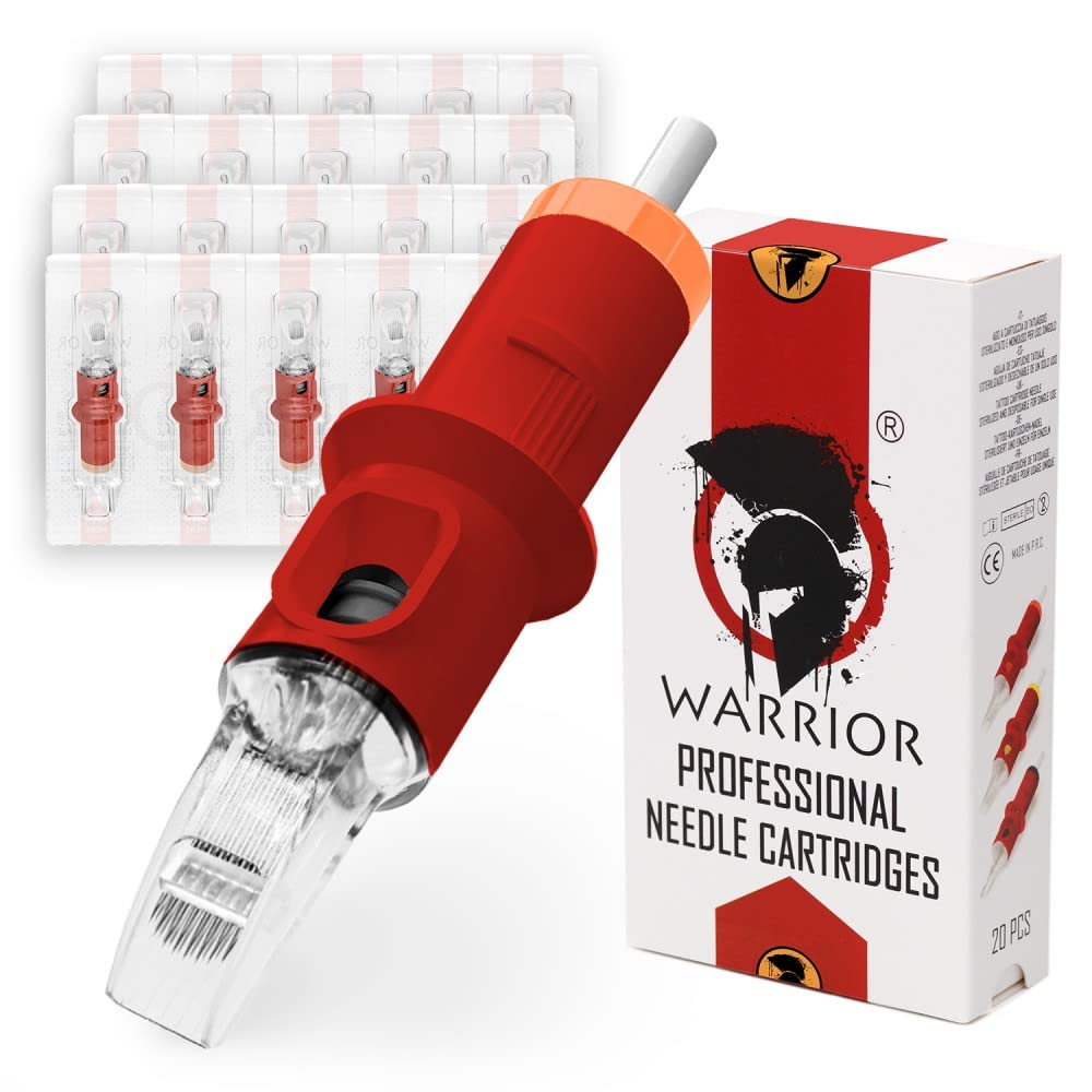 WARRIOR Red Tattoo Needle Cartridges Professional Sterilized with E.O Gas Big Magnum 20pcs 316L Surgical Steel Disposable Permanent Makeup (RED-1011CM)