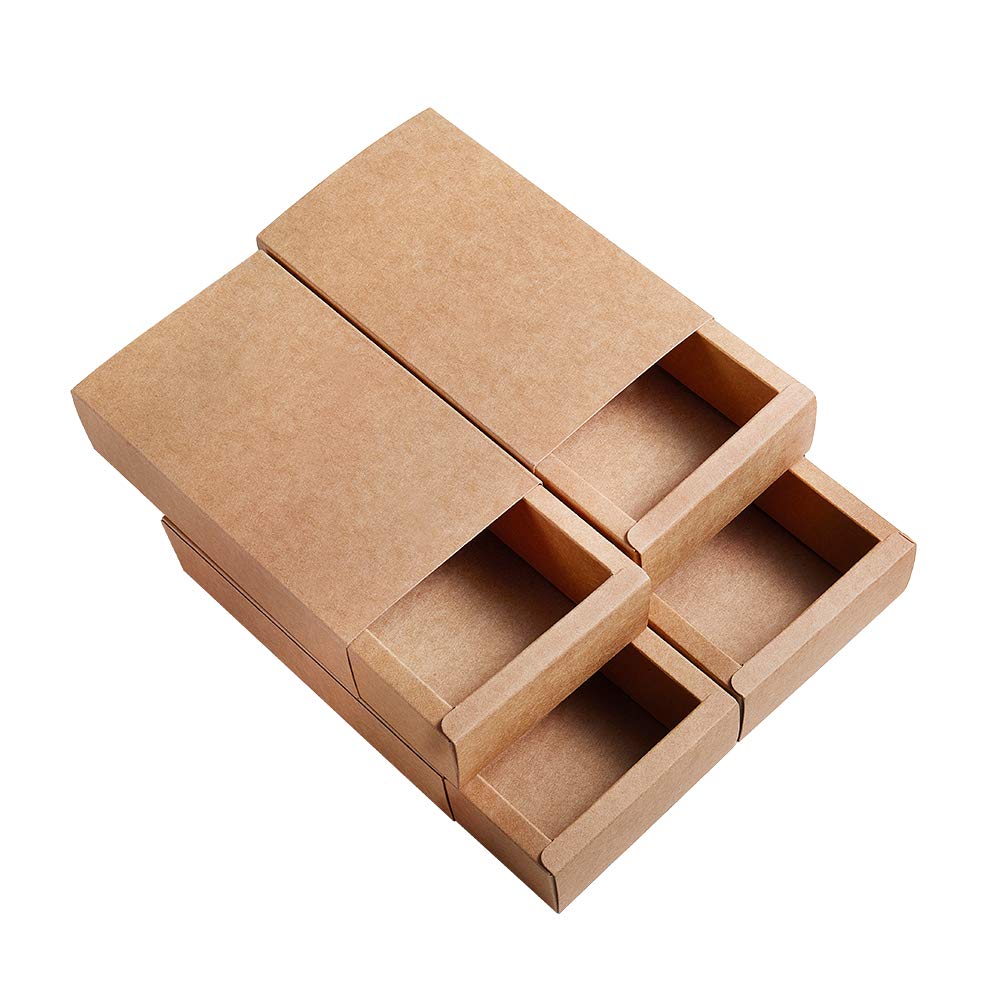 BENECREAT Paper Mache Drawer Boxes for Sweets Wedding Party Favors Festival Father's Day Gift Box Brown 16 x 10 x 4 cm
