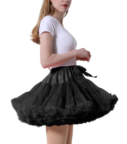 Women's Tutu Skirt Petticoat Adult Ballet Bubble Tulle Skirts, Black