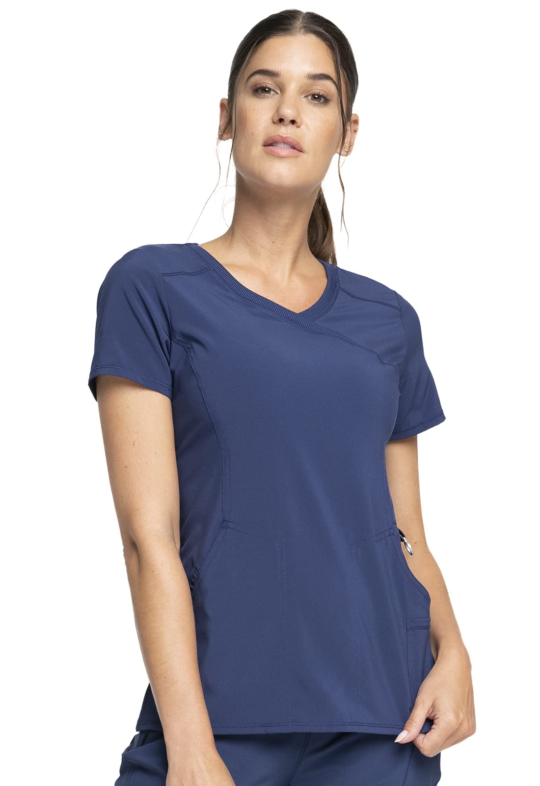 Infinity Cherokee Women Nurse Scrubs Top Mock Wrap 2625A, XS, Navy