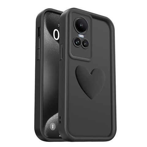PanXCase Case for OPPO Reno 10 5G / OPPO Reno 10 Pro 5G - 3D Heart Design Cute Silicone Fit Slim Soft Case, Camera Protection Shockproof Girls Women Bumper Cover (Black)