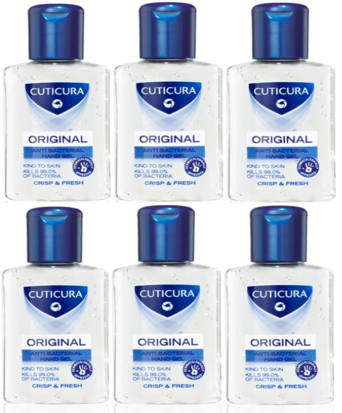CUTICURA Original Hand Gel Crisp and Fresh Cream 50ml X PACK of 6. Anti-bacterial Hand Gel, Travel Size