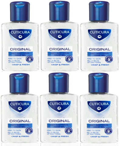 CUTICURA Original Hand Gel Crisp and Fresh Cream 50ml X PACK of 6. Anti-bacterial Hand Gel, Travel Size