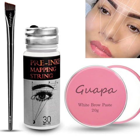 Brow Lips Mapping Kit with White Brow Paste White Brow Mapping String for Eyebrows and Lips Microblading Supplies
