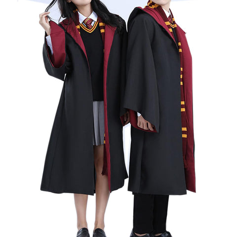 Magician Robe Cosplay Halloween Costume Wizard Witches Hooded Cloak Adult Man Women Teens Carnival Costumes School Magic Cape Red Inner Small