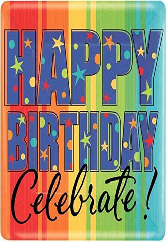A Year to Celebrate Birthday Party Stars and Rainbows Square Dinner Plates Tableware, Pack of 8, Multi , 10" Paper
