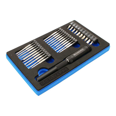 MichaelPro MP002026 Ratcheting Precision Screwdriver with Bits | 30Tooth | Two-Way Full Aluminum Screwdriver, 31-Piece