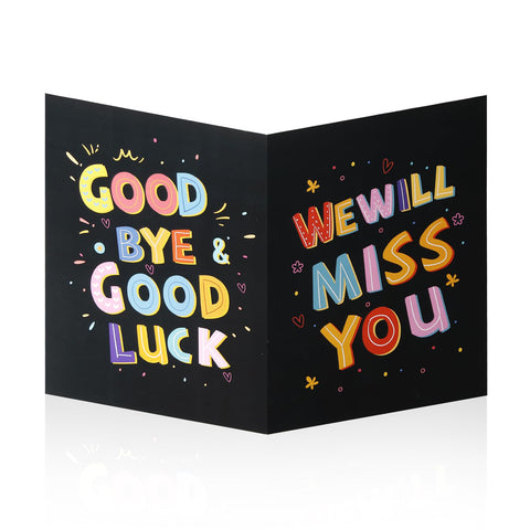 NQEUEPN Large Greeting Card Farewell, 11x17.3 Inch Jumbo Good Luck Card Big Farewell Gift Card with Envelope Huge Funny Leaving Card Coworkers Goodbye Card for Colleague Friends (Black)