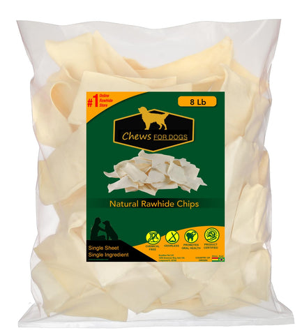 Chews for Dogs Premium Rawhide Chips - Natural Long Lasting Treats (8 Pounds)