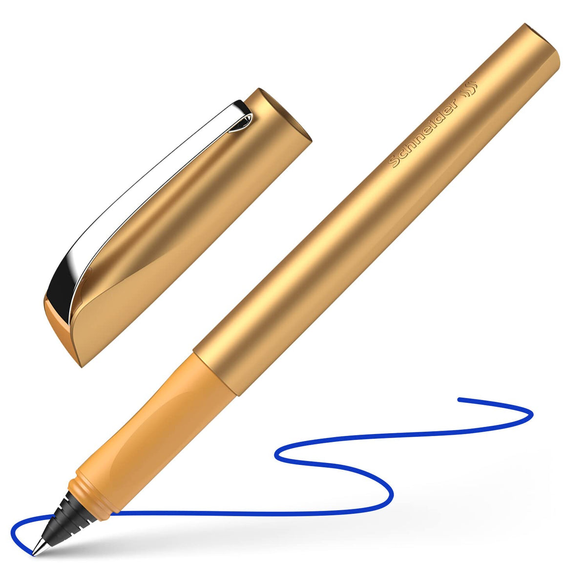 Schneider Ceod Shiny Rollerball Pen - Right- and Left-Handed - Medium Line Width + Royal Blue Ink Cartridge - Bronze - 186255