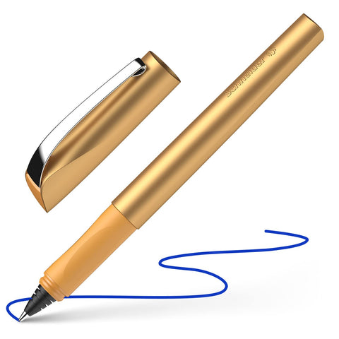 Schneider Ceod Shiny Rollerball Pen - Right- and Left-Handed - Medium Line Width + Royal Blue Ink Cartridge - Bronze - 186255