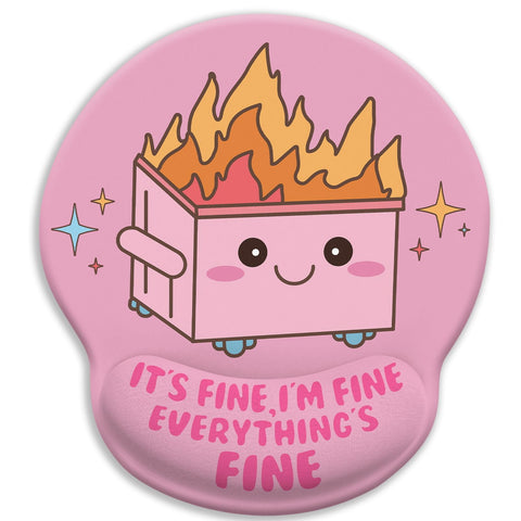 Blusabaca Funny Cute Mouse Pad with Wrist Rest, Dumpster on Fire Ergonomic Mouse Pads Wrist Support for Desk, Mousepad for Wireless Mouse Gaming Laptop Work Home Desk Accessories Office Supplies Decor