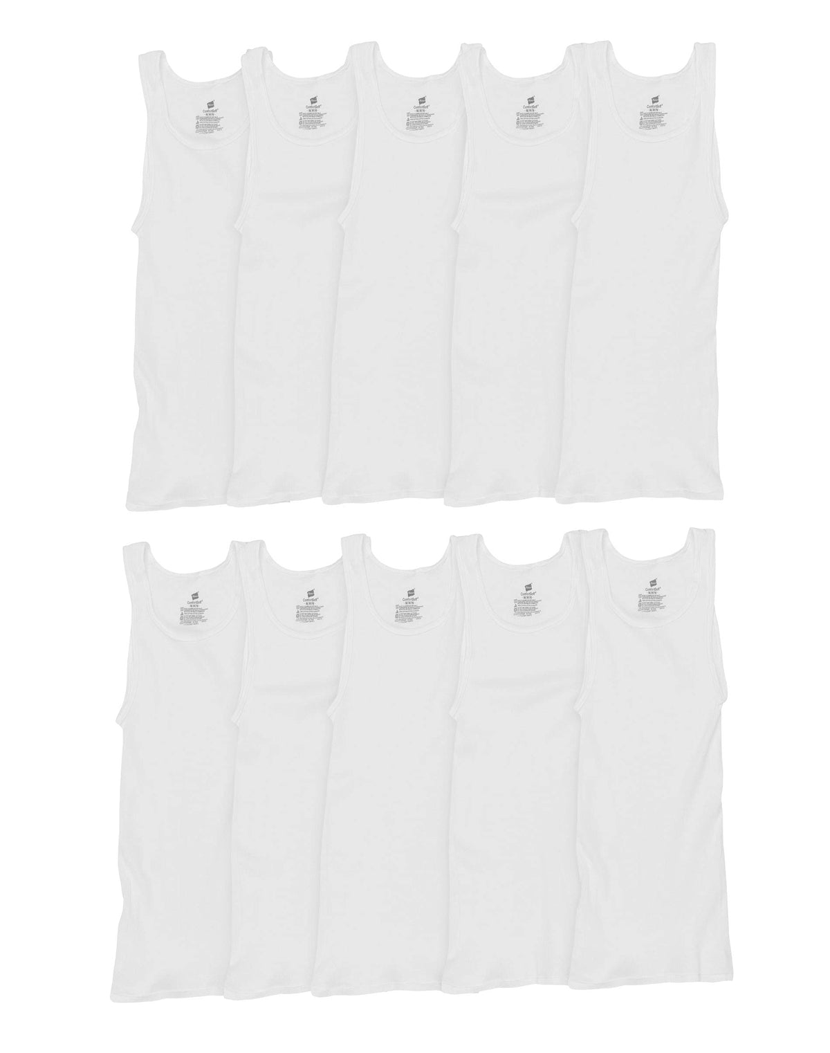 Hanes Men's White Undershirt Super Value 10-Pack, Best Cotton Tank Tops, Stay-Tucked
