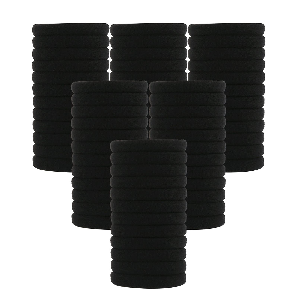 BAOLI 60PCS Black Large Hair ties, Cotton Hair Bands, Seamless Hair Ponytail Holders.No Hair Damage