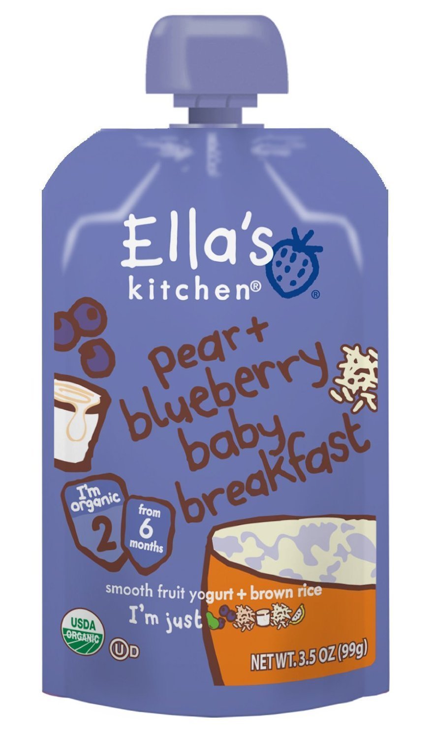Ella's Kitchen - Baby Brekkie - Blueberry & Pear - 100g (Pack of 12)