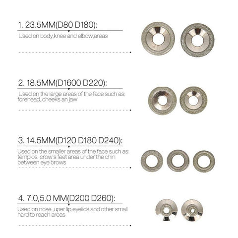 Diamond Peeling Tips, Replacement Diamond Skin Grinding Tips with Handle Stainless Steel Filter Set Beauty Machine Set