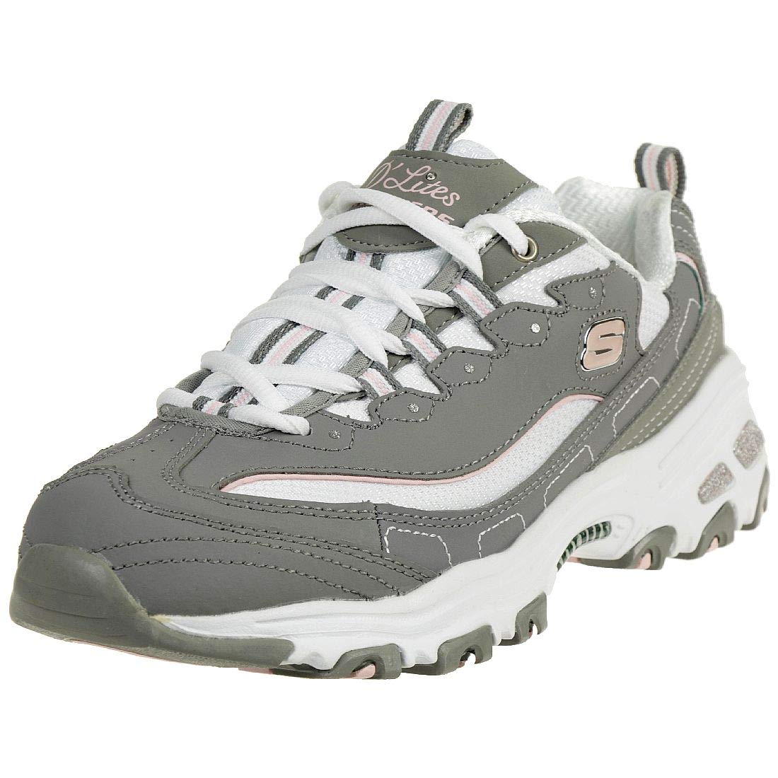 Skechers Women's D'Lites-Me Time Sneaker, Biggest Fan Grey/White, 9.5