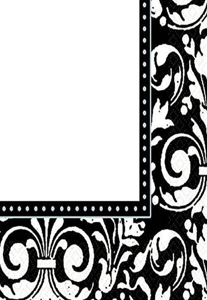 Party Ready Formal Affair Lunch Napkins Tableware, Black and White, Paper , 6" x 6", Pack of 16