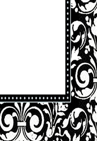 Party Ready Formal Affair Lunch Napkins Tableware, Black and White, Paper , 6" x 6", Pack of 16